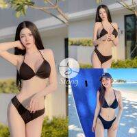 bikini สีดำ สีพื้นเบสิค แนวสปอร์ตเกริ์ล พร้อมส่ง