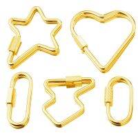 1pcs Stainless Steel Heart Screw Locking Clasp Gold Oval Square Carabiner Clasps for Necklace Bracelet Keychain Making