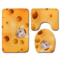 3D Dog &amp; Cat Toilet Seat Bath Mat Carpet Rug Sets Bathroom Shower Room Carpets Flannel Anti Slip 3 Pieces Bath Mat Sets