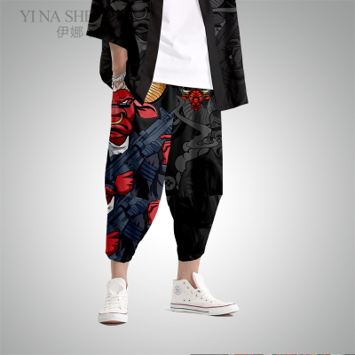 Seluar กิโมโน Jepun Lelaki Yukata ฮาราจูกุเสื้อสเวตเตอร์ถักแบบทราดิสชันลองบุค Cetak Seluar Kostum Asia Hip-Hop Seluar
