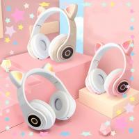 【Undine earphone】หูฟัง Smilee ดั้งเดิมหูฟังหูแมวหูฟังบลูทูธ5.0 LED สามารถปรับได้หูฟังพับได้ Led หูแมวชุดหูฟังพร้อมไมโครโฟนเสียงเบสสเตอริโอไฟ LED หูฟังไร้สายรองรับบลูทูธบัตร Tf 3.5มม. มีไฟล์