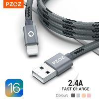 สาย Usb PZOZ สำหรับสายเคเบิ้ล14 13 12 11 Pro Max Xs Xr X 8 Plus Ipad Air Mini สายชาร์จสำหรับเร็ว R