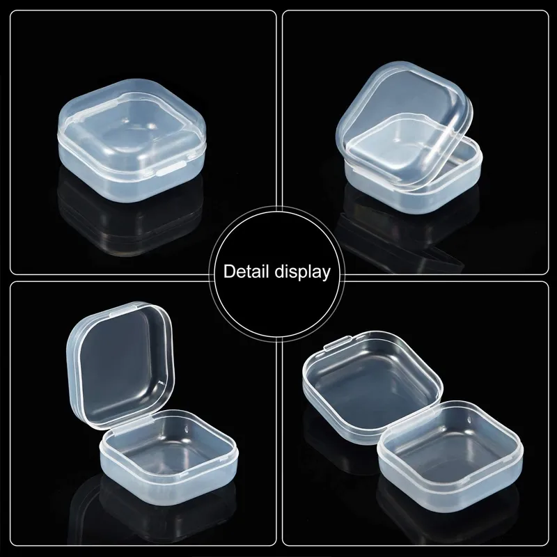 6PCS Mini Storage Box Transparent Square Plastic Box Earrings Jewelry  Packaging Storage Small Square Box Jewelry Organizer