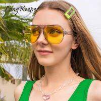 LongKeeper Oversized Pilot Sunglasses Women Big size Brand Designer Female Sun Glasses Colors Gradient Frame Oculos De Sol