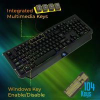 ZEBRONICS Zeb-Transformer K2 Gaming Keyboard, 104 Keys, Multicolor LED Laser Keycaps (Gold Plated USB Connector, Braided Cable)