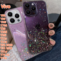 Lonee เคสสำหรับ VIVO ฟอยล์สีทองแวววาว Y76 5G VIVO Y76s VIVO Y51 2020 2021 VIVO Y51 VIVO Y20 VIVO Y20 S VIVO Y20 I VIVO Y12s VIVO Y12a VIVO Y50 VIVO Y30 VIVO Y30i VIVO VIVO Y31แวววาวฟอยล์สีทองเคสโทรศัพท์โปร่งใสนิ่ม TPU อีพ็อกซี่