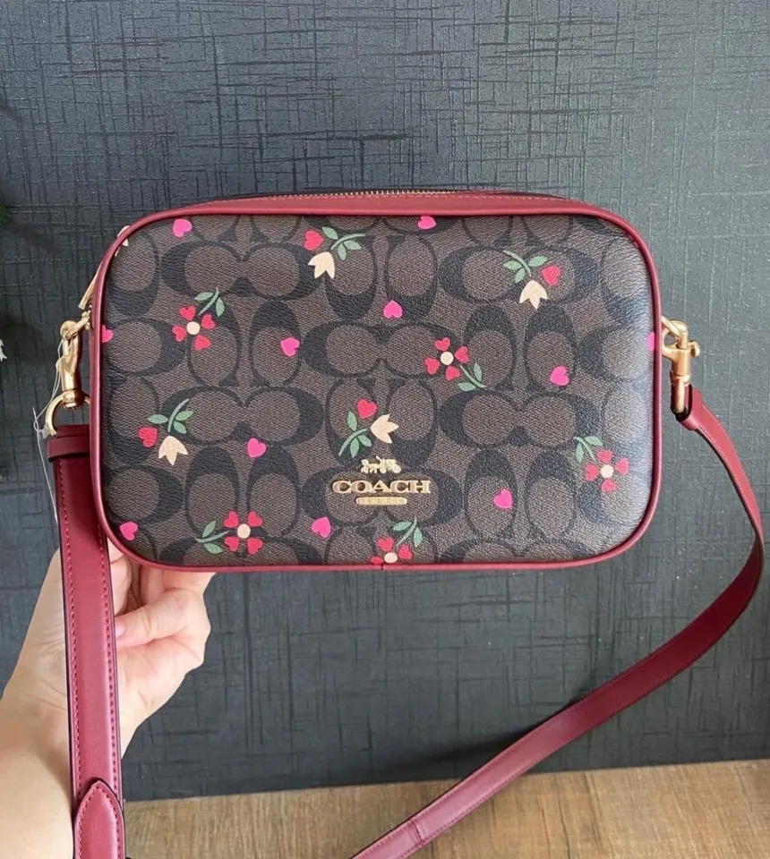 Coach Jes Crossbody In Signature Canvas With Heart Petal Print Gold/Brown  Multi