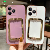 เคส Realme C51 C53 C55 การออกแบบชุบสีMacaronพร้อมที่วางยึดปลอกอ่อนRealme C51 C53 C55 ฝาครอบโทรศัพท์