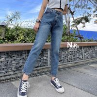 2NaraJeans กางเกงยีนส์ ยีนส์ทรงบอยเฟรน เอวสูง สไตล์วินเทจ ผ้ายีนส์ไม่ยืด สียีนส์ฟอก