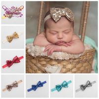 【CW】 16 Colors Elastic Hairband Baby Glitter Bow Headband Children Headwear Infant Photography Props