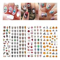 10PCS Skull Head Pumpkin Monster Vampire Mouth Ghost Halloween Nail Sticker Nail Art Transfer Self-adhesive Adhesive Sticker