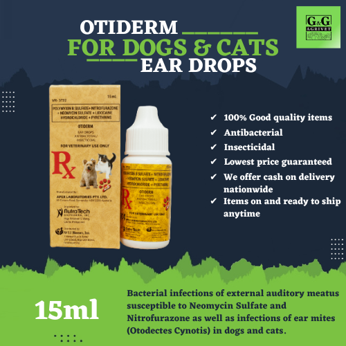 [G&G AGRIVET] OTIDERM / 15ml / EAR DROPS / ANTIBACTERIAL / INSECTICIDAL
