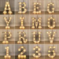 Decorative Letters Alphabet Letter LED Lights Luminous Number Lamp Decoration Battery Night Light Party Baby Bedroom Decoration.