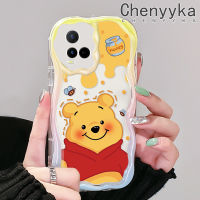 เคส Chenyyka สำหรับ VIVO Y21 Y21G 2021 Y33s Y21e Y21a Y21t T1x 4G น่ารักหมีน้ำผึ้งสีสันสดใสกันกระแทกแบบใสนิ่มเคสมือถือโปร่งใสลายกล้องถ่ายรูปสร้างสรรค์ปลอกป้องกันซิลิโคน