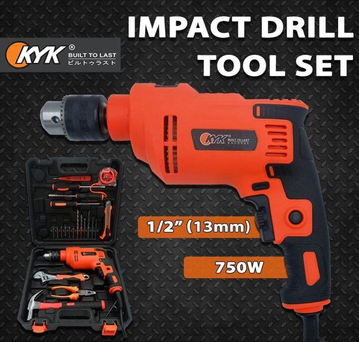 WISHGATE KYK Impact Drill Tool Set 750W chuck capacity 13mm Lazada PH