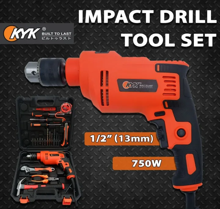 DIY HERO KYK Impact Drill Tool Set 750W chuck capacity 13mm Lazada PH