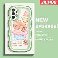 JIUMOO เคส A04s สำหรับ Samsung Galaxy A13 A13 5G ลายหมีน่ารักมาคารอนโครลอนคลื่น TPU ใสนุ่มเคสมือถือกันกระแทกเคสป้องกันการตกหล่นฝาครอบป้องกันซิลิกาเจลที่สร้างสรรค์