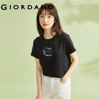 ➧GIORDANO ผู้หญิง เสื้อยืดคอกลมแขนสั้นผ้าฝ้ายถัก สวนแห่งความลับ Free Shipping 05393387