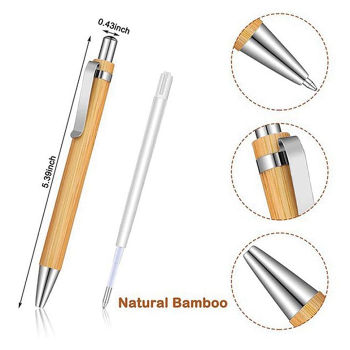 70-pcs-office-and-school-supplies-sustainable-pen-bamboo-retractable-ballpoint-pen-writing-tool-black-ink
