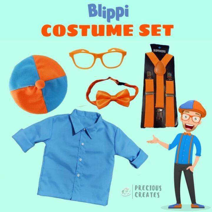BLiPPi KIDS COSTUME SET Affordable (Blue polo Orange Hat/ Suspender