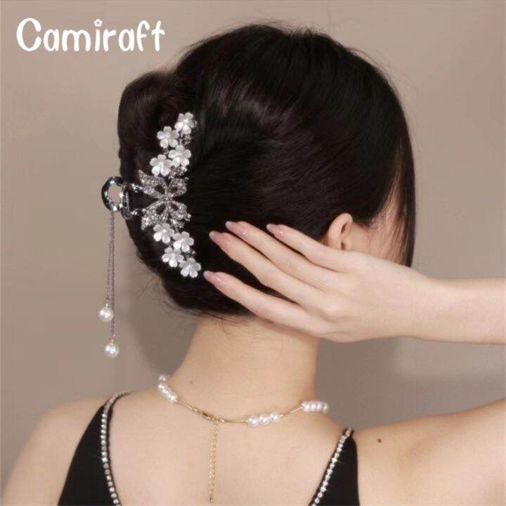 camiraft-ปิ่นปักผมคริสตัลประดับมุกกิ๊ฟติดผมดอกไม้แฟชั่นน่ารักหรูหราสไตล์เจ้าหญิงจีนเครื่องประดับผมสุดหรูสำหรับผู้หญิงหญิงสาววันเกิดของขวัญคริสต์มาส