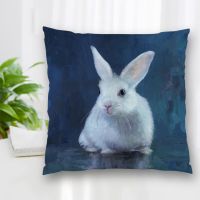 （ALL IN STOCK XZX）Customized rabbit art painting pillowcase with zipper, bedroom, office, home decoration pillows, sofa cushion pillows   (Double sided printing with free customization of patterns)