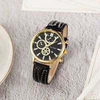 【July】 2023 new foreign trade cross-border hot mens leather strap quartz watch with calendar sports style