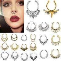 【HOT】 1PC Hoop Punk Fake Clip Piercing Jewelry Cartilage Earring Rings Gold Color