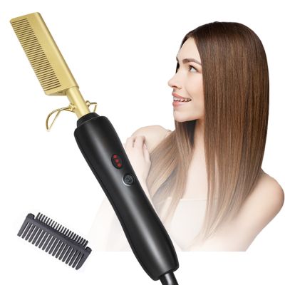 2 in 1 Hair Straightener Beard Heat Comb Straightening Brush Hair Straight Styler Flat Irons Hair Curler Hot Heating Brush