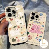 เคสโทรศัพท์ลายสัตว์กระต่ายน่ารักการ์ตูนสุนัขลายหมีมิซสคอนนี่ใช้ได้กับ IPhone 11 13 14 XR X 15 12 Pro Max 7 6 8 15 6S Plus XS MAX SE 2020เส้นขยุกขยิกป้องกันการตกแบบนิ่มย่อยสลายได้