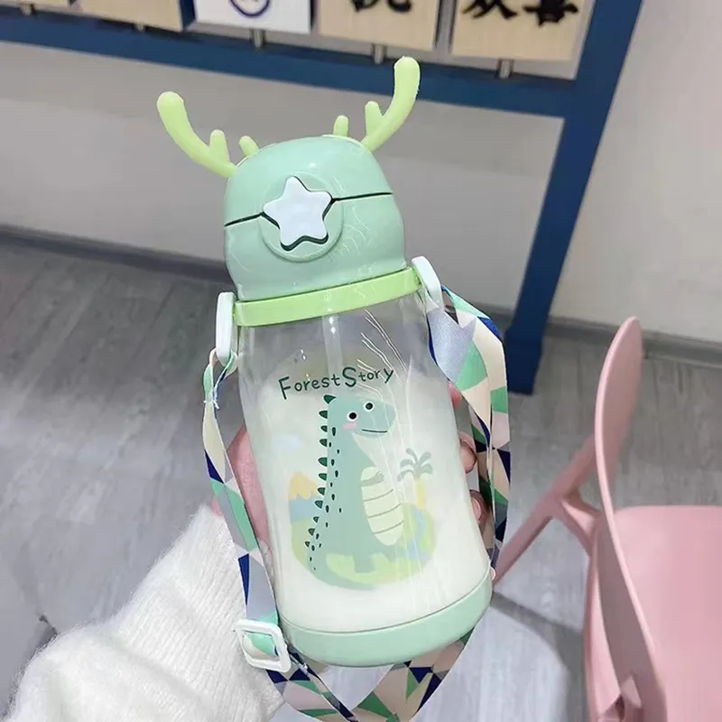New Boy Girl Children Baby Water Bottle for Kids School Outdoor Travel Cute Cartoon Fashion Shoulder Strap Lovely Deer Fawn Bottl, Size: 700 ml