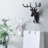 Multifunctional Wall Hanging Hook Key Rack Deer Horns Animal Head Clothes Hat Scarf Hooks Home Livingroom Decor Junejour Picture Hangers Hooks