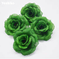 【cw】New 8 cm Dark green 50 Pcs Artificial Rose Flowers Decoration for Stage DIY Decoration Fake Flowers kissing ball Home decor ！