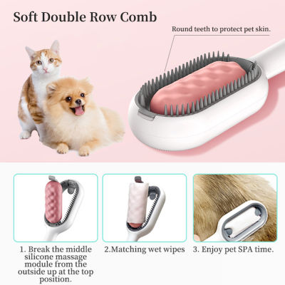 แปรงกำจัดขนสองด้านสำหรับ Cat Dog Grooming Comb With Kitten Brush Products Supplies
