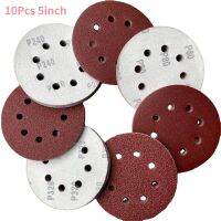 【CW】 10Pcs 5inch 8 Hole Flocking Sandpaper Alumina 125mm Air grinding Polishing Set for Wood Metal