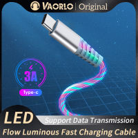 VAORLO สายสายชาร์จแบตเตอรี่เรืองแสง1ม. 2ม.,สายชาร์จ USB เร็วไปยัง Type-C MicroUSB iPhone LED รองรับการส่งข้อมูลสามารถใส่ได้กับ iPhone แอนดรอยด์