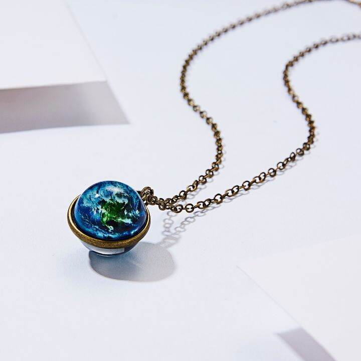 cw-1pc-vintage-colorful-galaxy-universe-round-pendant-necklace-glow-in-the-dark-glass-ball-metal-chain-choker-fashion-jewelry-gift