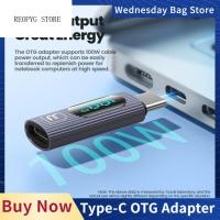 REOPYG USB 2.0 OTG USB 2.0 100W ชนิด C อะแดปเตอร์ USB-C ตัวเชื่อมต่อ Type-C อลูมิเนียมอัลลอยด์ชาร์จเร็วโทรศัพท์พีซีแล็ปท็อป