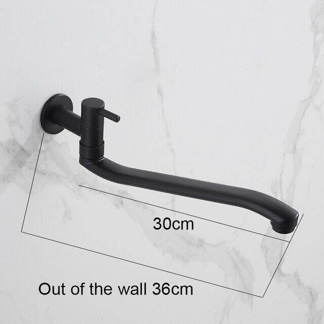 Ellen Single Cold Water Wall Sink Faucet Black Kitchen Faucet Garden