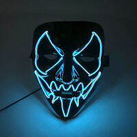 Carnvial หน้ากากสยองขวัญคอสเพลย์ Luminous Blue Face LED Neon Light กระพริบใน Dark Night สำหรับ Party Decor Prop