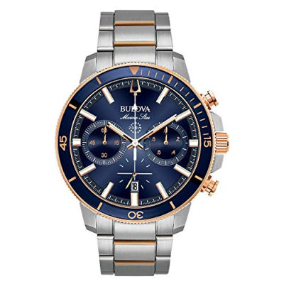 Bulova Mens Watch Two Tone Rose/ Blue