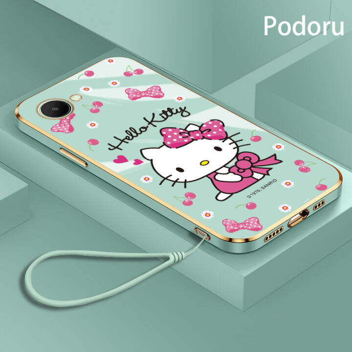 เคส-oppo-realme-c30-narzo-50i-prime-เรียบง่ายสุดหรูชุบทองเคสโทรศัพท์-hello-kitty-tpu-แบบนิ่ม