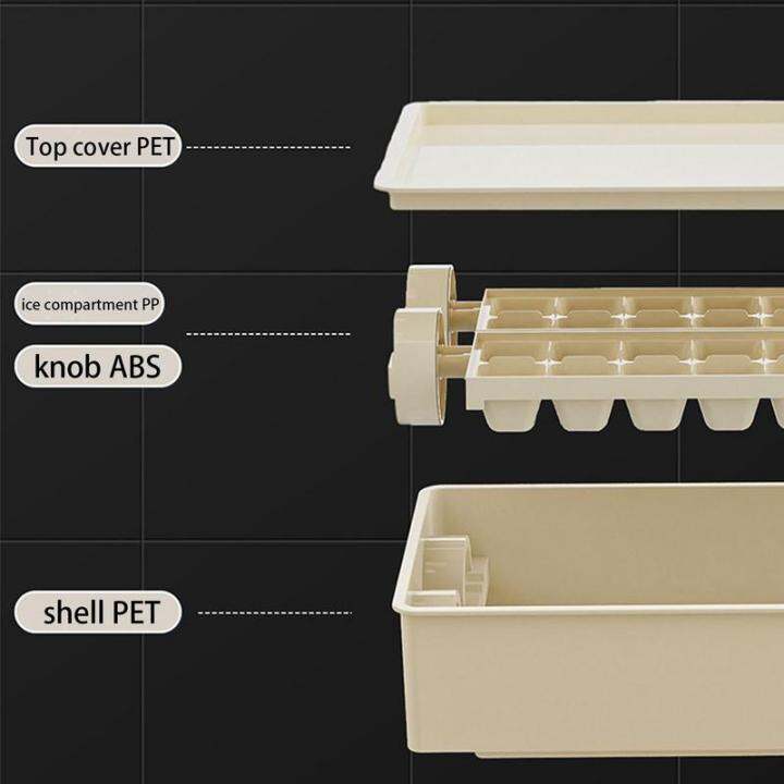 ถาดน้ำแข็งก้อนพร้อมฝาปิดถังสำหรับตู้แช่แข็งถาดทรงลูกบาศก์น้ำแข็งก้อนแบบหมุนได้พร้อมฝากล่องจัดเก็บถาดน้ำแข็งสำหรับทำแม่พิมพ์น้ำแข็งก้อน