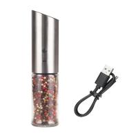 QTCF-2pcs Electric Salt And Pepper Grinder Rechargeable Pepper Mill Adjustable Coarseness Automatic Spice Milling Machine Kitchentool