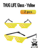 YOYOCAM แว่น THUG LIFE 2ชิ้น  เด็กเกรียน แว่นตา เรียกตรีน แว่นกันแดด แว่นเก๋า Sunglasses Hottest Purest fun 2 pcs Deal with it 8 bit - Yellow