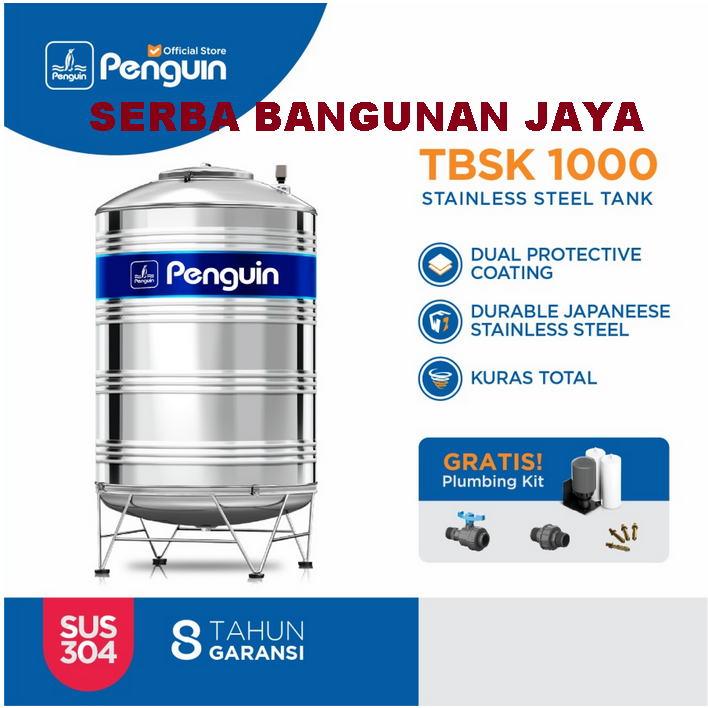 Penguin Tbsk 1000 1000 Liter Stainless Steel Toren Tangki Air Lazada Indonesia 4804