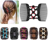 【YF】۞❈⊕  6Pcs Hair Combs Accessories Stretch Beads Side Wood Beaded Elastic