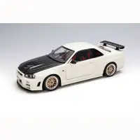 1:18แบบคลาสสิกรุ่นรถแข่งสีขาว R34 Nissan GT-R Z-Tunel รถโลหะผสม Nismo รุ่นของขวัญเด็กชายและงานอดิเรก