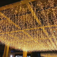 16M 20M Christmas Lights String Lights Droop 0.6m Garden Street Outdoor Garland Curtain Fairy Light LED Curtain Icicle Garland