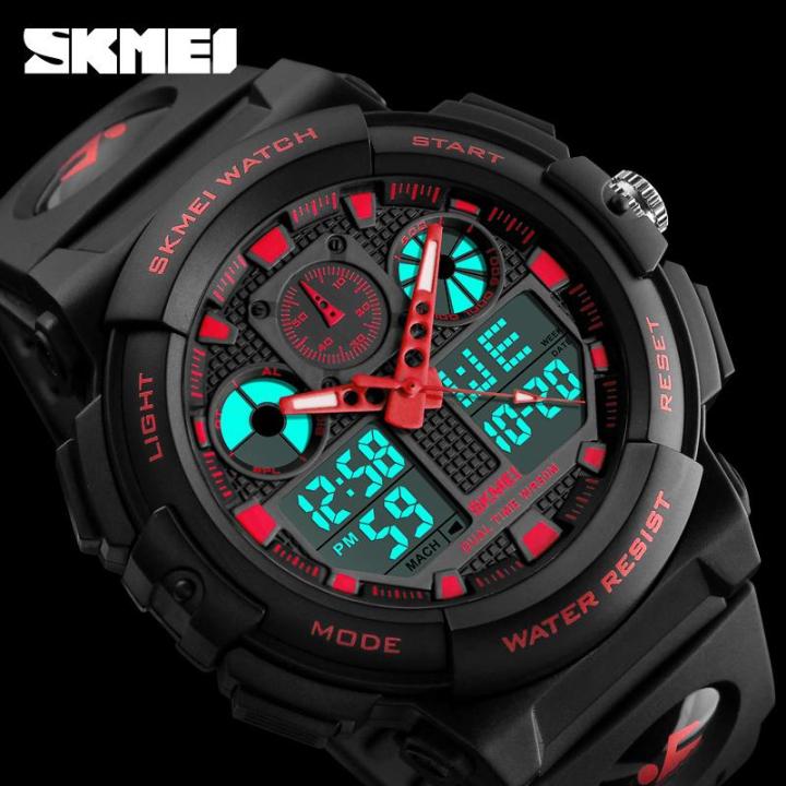 skmei-นาฬิกาสปอร์ตดิจิตอลสำหรับผู้ชาย-skmei-นาฬิกานาฬิกาจับเวลาหน้าจอคู่นาฬิกาข้อมือกันน้ำทหาร1270